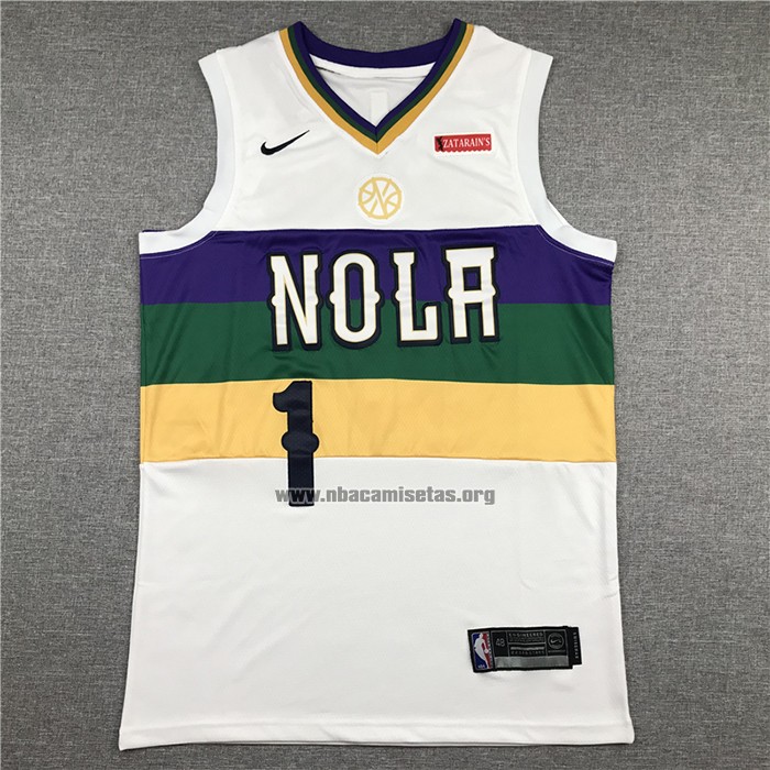 Camiseta New Orleans Pelicans Zion Williamson NO 1 Ciudad 2019-20 Blanco